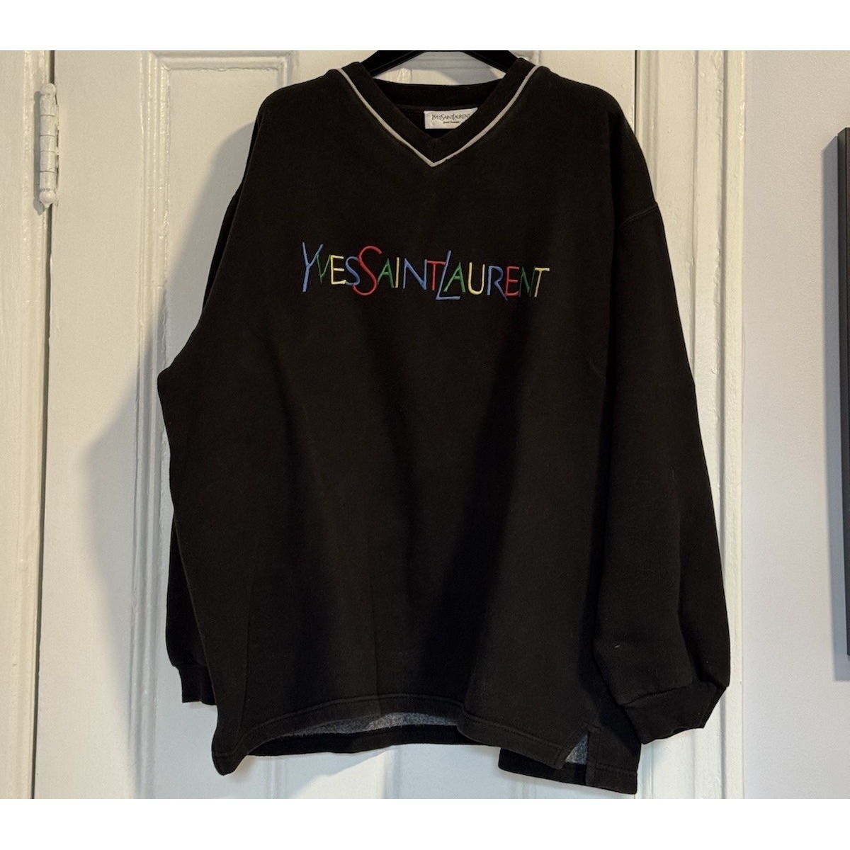 Vintage Ysl Sweatshirt Men's Medium Pullover Black